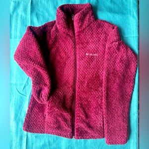 Columbia Fleece Jacket. Burgundy. Ladies small.
